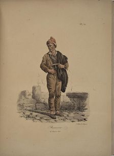 Chimney sweep. From the Series "Cris de Paris" (The Cries of Paris), 1815. Creator: Vernet, Carle (1758-1836)