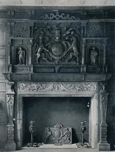 Chimneypiece with Arms of James I, circa 1606: from the Old Palace, Bromley-By-Bow 1945