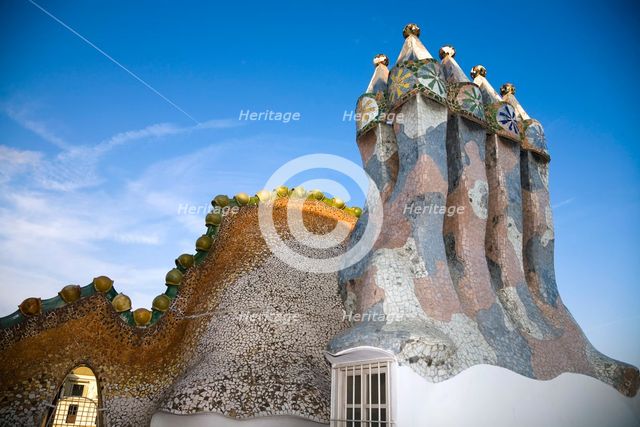 Chimneys of Batllo House, Barcelona, Spain, 2007. Creator: Samuel Magal.