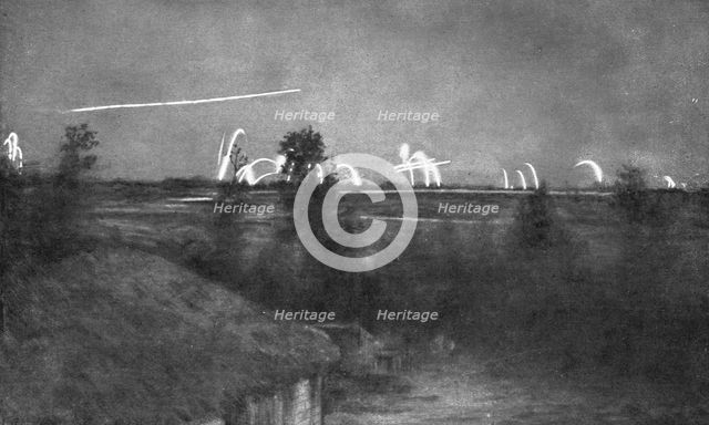 'Chimie Militaire Allemande; Ce feu d'artifice, produit par les fusees eclairantes de l'..., 1915. Creator: Unknown.
