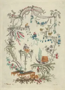 Chinoiserie from Nouvelle Suite de Cahiers Arabesques Chinois, 1790-99. Creator: Anne Allen