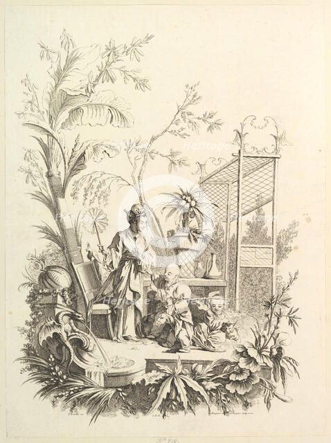 Chinoiserie with Figures in a Landscape, 18th century. Creator: Gabriel Huquier.