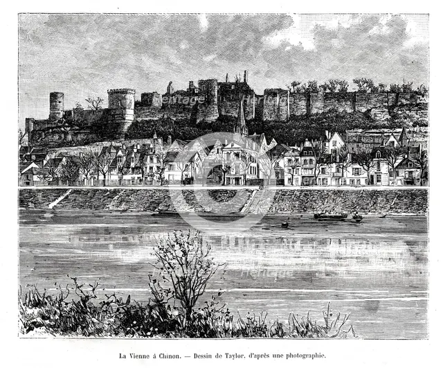 Chinon and the Vienne river, France, 19th century. Artist: Taylor
