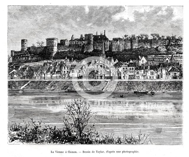 Chinon and the Vienne river, France, 19th century. Artist: Taylor