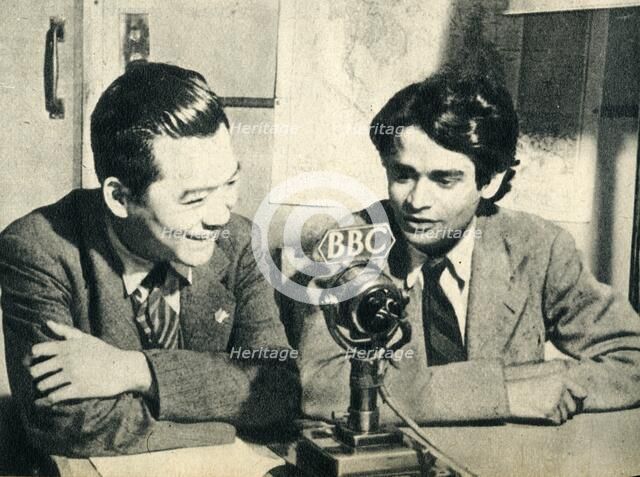 'China meets Ceylon in London - Hsiao Ch'ien and J. M. Tambimuttu', 1942 Creator: Unknown.