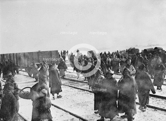 'China - Natives On Railroad Tracks', 1913. Creator: Harris & Ewing.