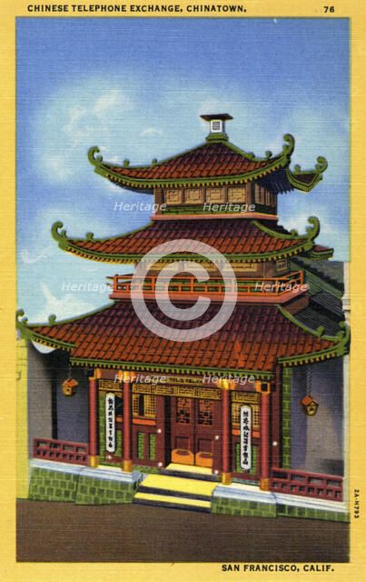 Chinese telephone exchange, Chinatown, San Francisco, California, USA, 1932. Artist: Unknown