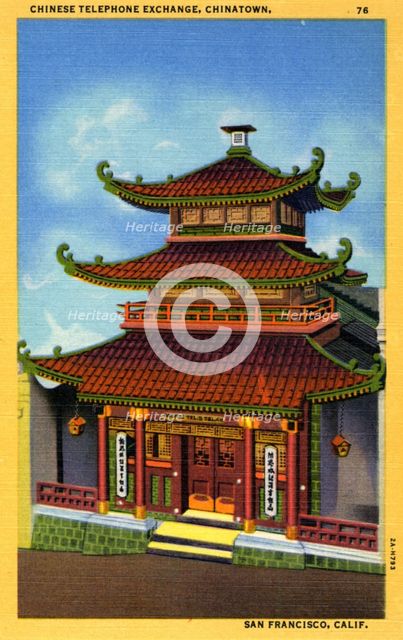Chinese telephone exchange, Chinatown, San Francisco, California, USA, 1932. Artist: Unknown
