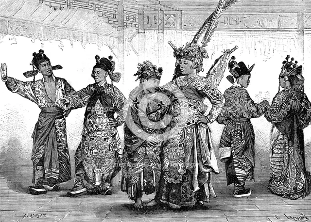 Chinese tragedian actors, 19th century. Artist: C Laplante