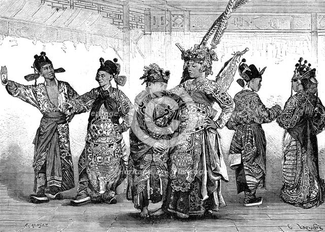 Chinese tragedian actors, 19th century. Artist: C Laplante