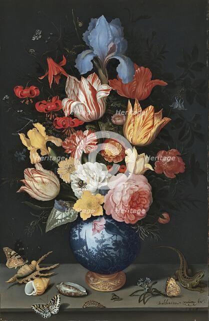 Chinese Vase with Flowers, Shells and Insects, 1628. Creator: Balthasar van der Ast.