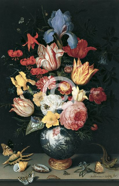 Chinese Vase with Flowers, Shells and Insects. Artist: Ast, Balthasar, van der (1593/4-1657)