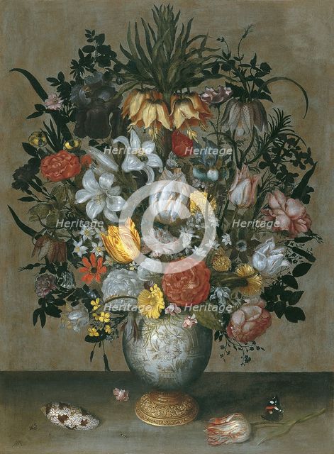 Chinese Vase with Flowers, Shells and Insects. Artist: Bosschaert, Ambrosius, the Elder (1573-1621)