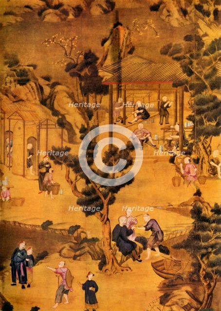 'Chinese Wallpaper in Coutts' Bank', 18th century, (1934).  Creator: Unknown.