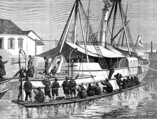 Chinese war preparations: overhauling a gun-boat at Shanghai, 1883. Creator: Unknown