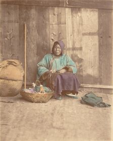 [Chinese Woman Sitting with Basket], 1870s. Creator: Baron Raimund von Stillfried