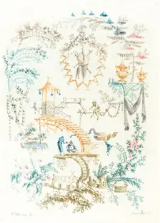 Chinese Arabesque with a Monkey, early 1760s. Creator: Anne Allen