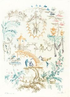 Chinese Arabesque with a Monkey, early 1760s. Creator: Anne Allen