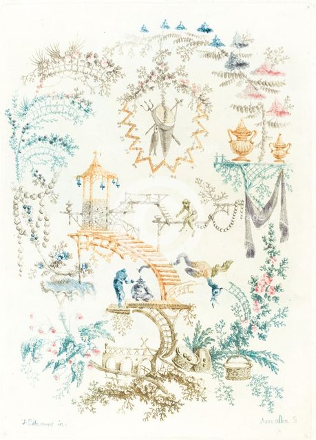 Chinese Arabesque with a Monkey, early 1760s. Creator: Anne Allen.
