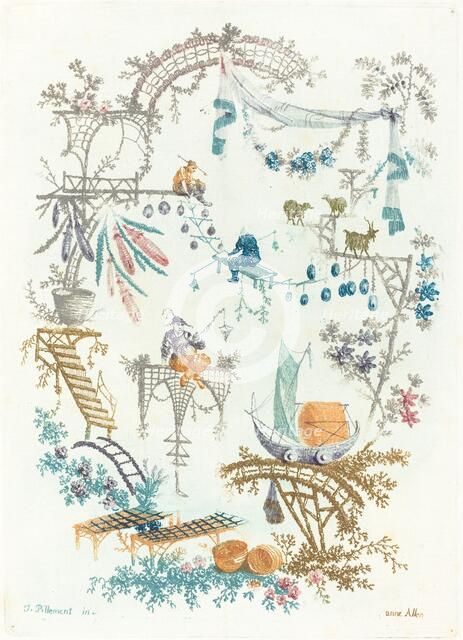 Chinese Arabesque with a Boat, early 1760s. Creator: Anne Allen.