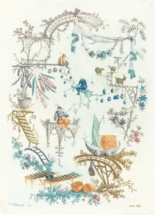 Chinese Arabesque with a Boat, early 1760s. Creator: Anne Allen