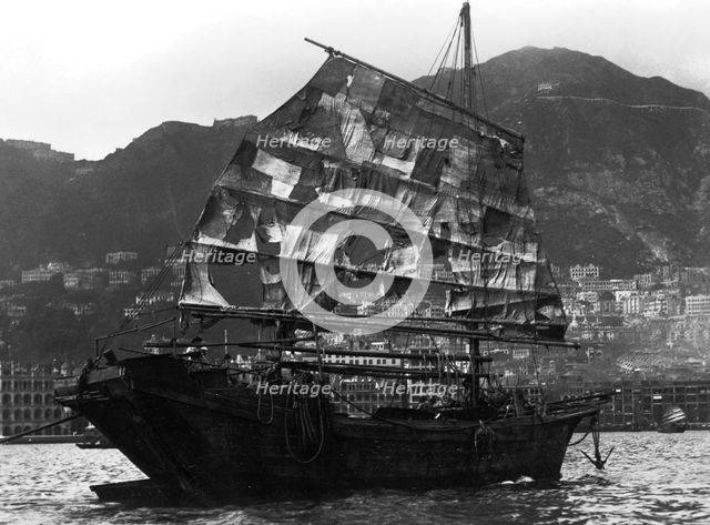 Chinese boat in a harbour, 20th century. Artist: Unknown