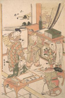 Chinese Boys Learning to Write and Paint, ca. 1785. Creator: Hokusai