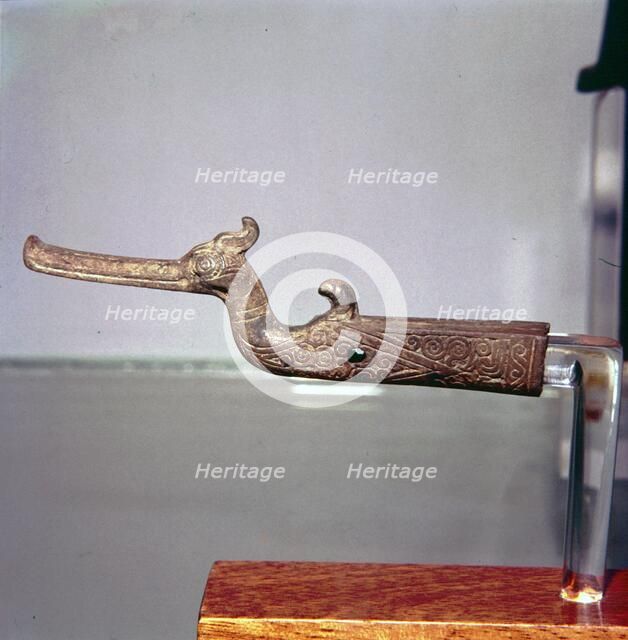 Chinese Bronze Finial in form of bird, Han Dynasty, 3rd century BC. Artist: Unknown.