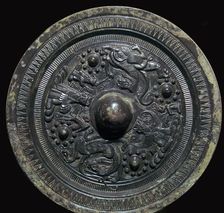 Chinese bronze mirror with figures of the Taoist gods, 2nd century