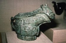 Chinese Bronze Ritual Wine Vessel, late Shang Dynasty 12th-11th century BC
