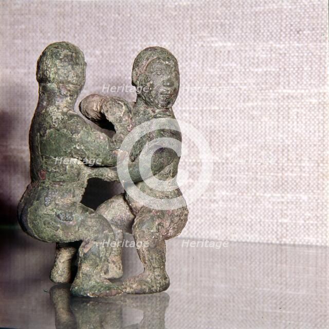 Chinese Bronze Wrestlers, Late Zhou Dynasty, 4th century BC-3rd century BC. Artist: Unknown.