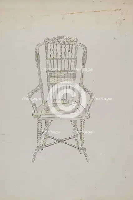 Chinese Cane Chair, c. 1936. Creator: Sebastian Simonet.