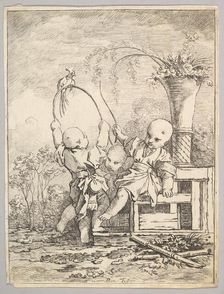 Chinese Children Playing with a Parrot, 1760-70. Creator: Louis Antoine Crozat, Baron de Thiers