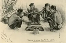 Chinese crew members eating on board the Knivsberg 1898. Creator: Christian Wilhelm Allers
