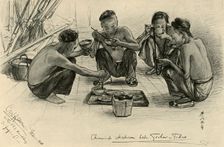 Chinese crew members eating on board the Knivsberg 1898. Creator: Christian Wilhelm Allers