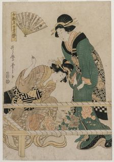 Chinese Embroidery (from the series Instructive Patterns for Women's Handicraft), 1808. Creator: Utamaro II (Japanese)