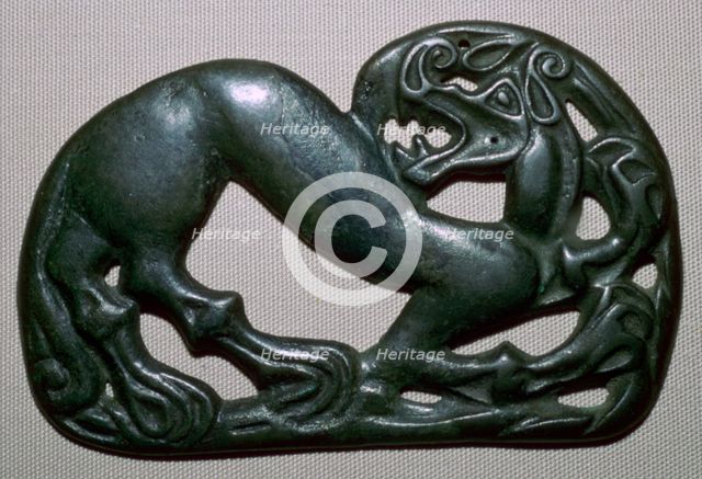 Chinese fourth century BC bronze plaque, depicting a tiger. Artist: Unknown