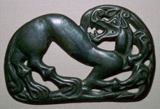 Chinese fourth century BC bronze plaque, depicting a tiger