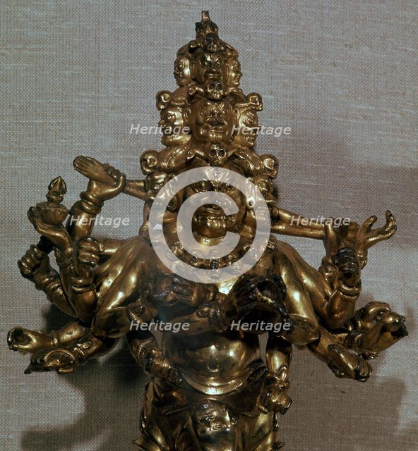 Chinese gilt-bronze statuette of a Dharmapala, 13th century. Artist: Unknown