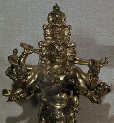 Chinese gilt-bronze statuette of a Dharmapala, 13th century