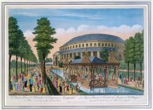 Chinese House, Rotunda and the company in masquerade, Ranelagh Gardens, London, 18th century. Creator: John Bowles
