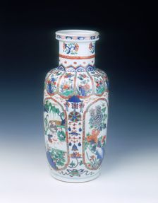 Chinese Imari rouleau vase, mid Kangxi period, Qing dynasty, China, 1683-1700. Creator: Unknown