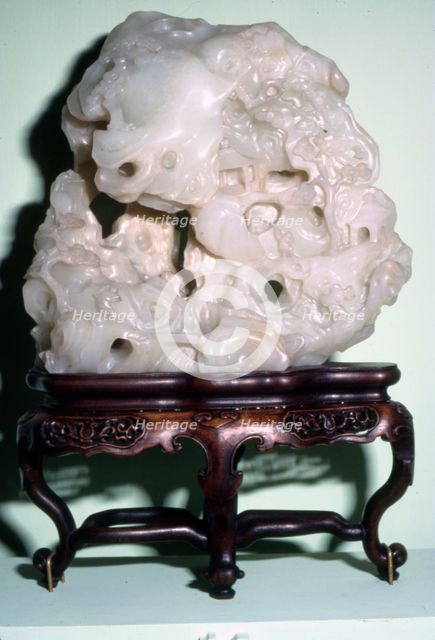 Chinese Jade, Representation of Taoist Sacred Mountain with Hermit's Hut, c1636-1912. Artist: Unknown.
