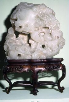 Chinese Jade, Representation of Taoist Sacred Mountain with Hermit's Hut, c1636-1912