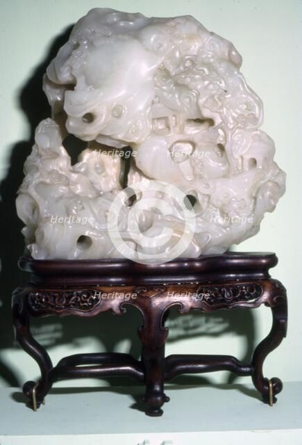 Chinese Jade, Representation of Taoist Sacred Mountain with Hermit's Hut, c1636-1912. Artist: Unknown.