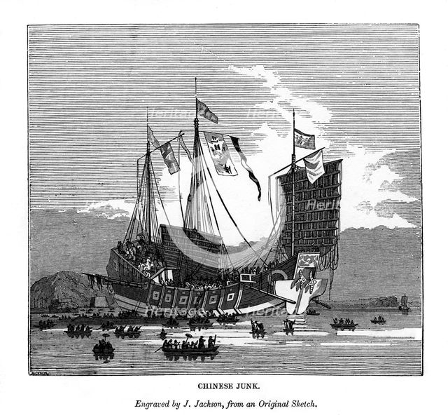 Chinese Junk, 1843. Artist: J Jackson