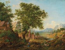 Chinese landscape with staffage, 1830-1840s. Creator: Legashov, Anton Mikhaylovich (1798-1865)