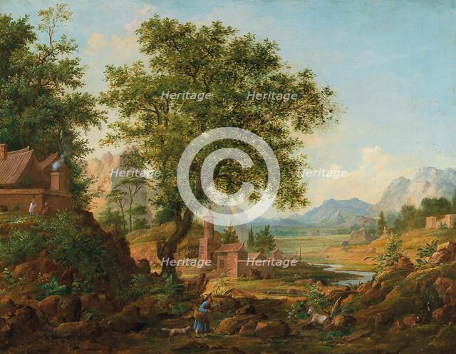 Chinese landscape with staffage, 1830-1840s. Creator: Legashov, Anton Mikhaylovich (1798-1865).