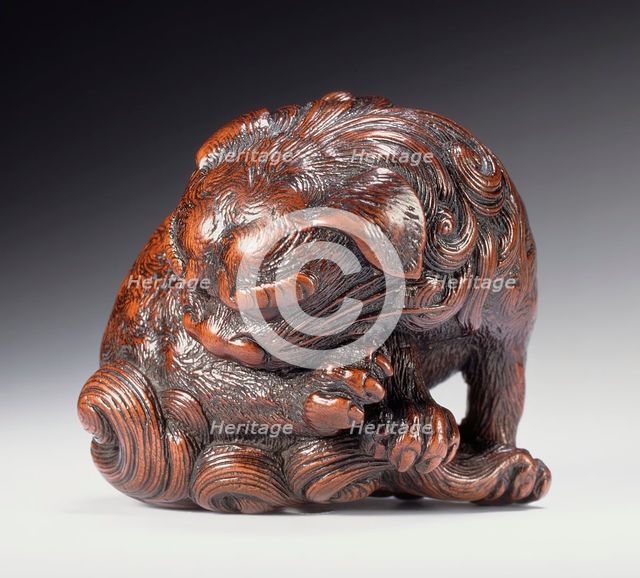 Chinese Lion Chewing Its Paw, First half of 19th century. Creator: Tadatoshi.