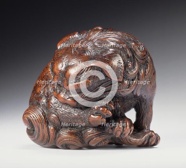 Chinese Lion Chewing Its Paw, First half of 19th century. Creator: Tadatoshi.